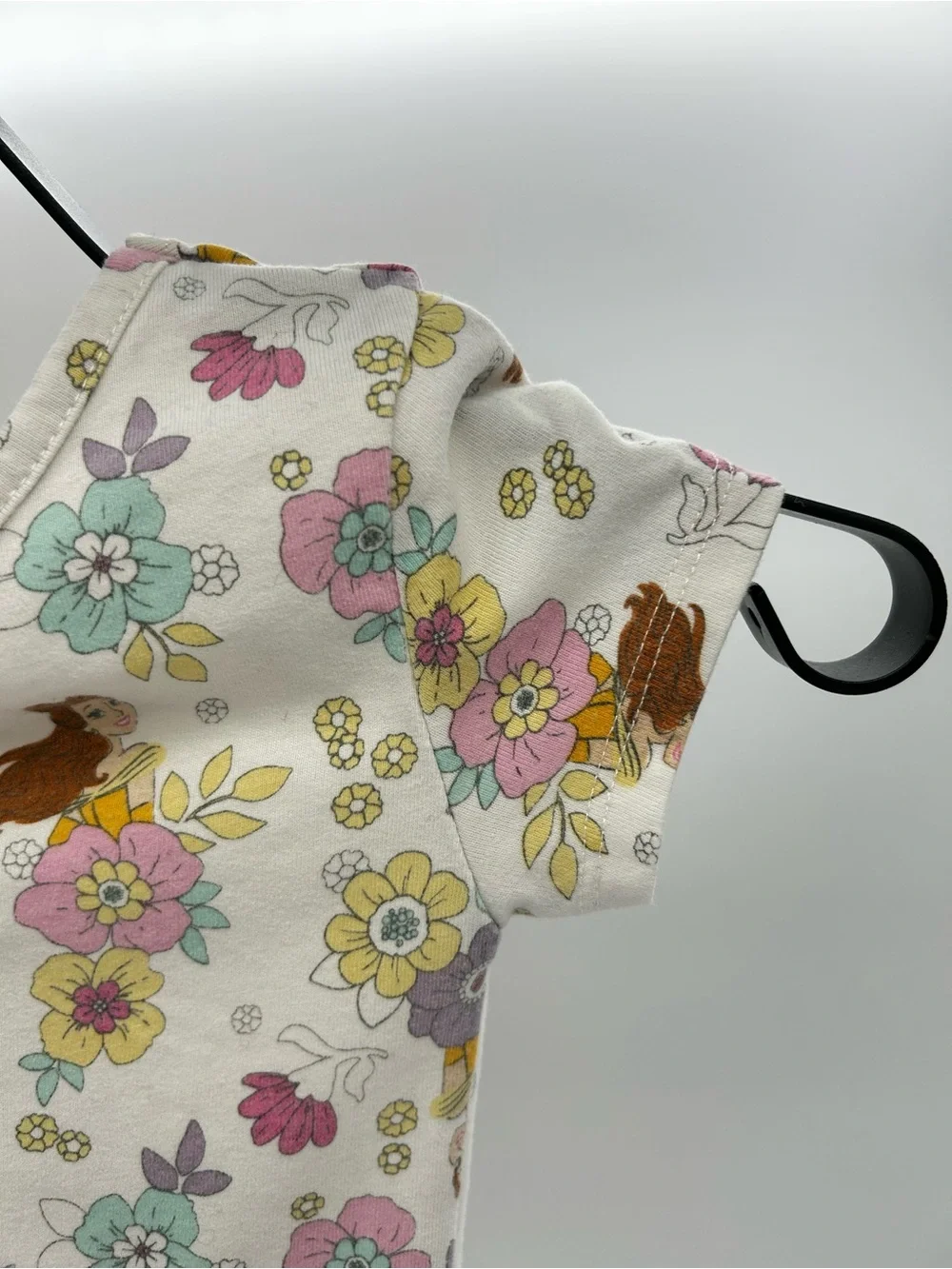 Disney Belle with White Floral Print Short Sleeve Dress Size 5T
